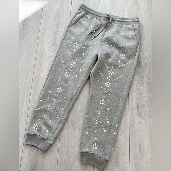 CYNTHIA ROWLEY Rhinestone Embellished Grey Sweatpants - Picture 11 of 15